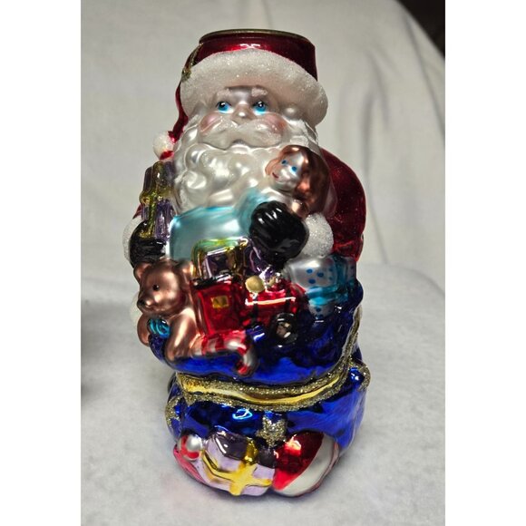 Traditions Christmas Glass Tea Light Candle Holder Set Of 3 - Santa & Snowman Fi - Picture 4 of 13